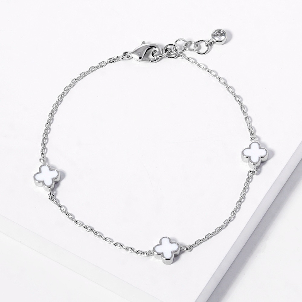 QUATREFOIL MINI WHITE GOLD GP BRACELET